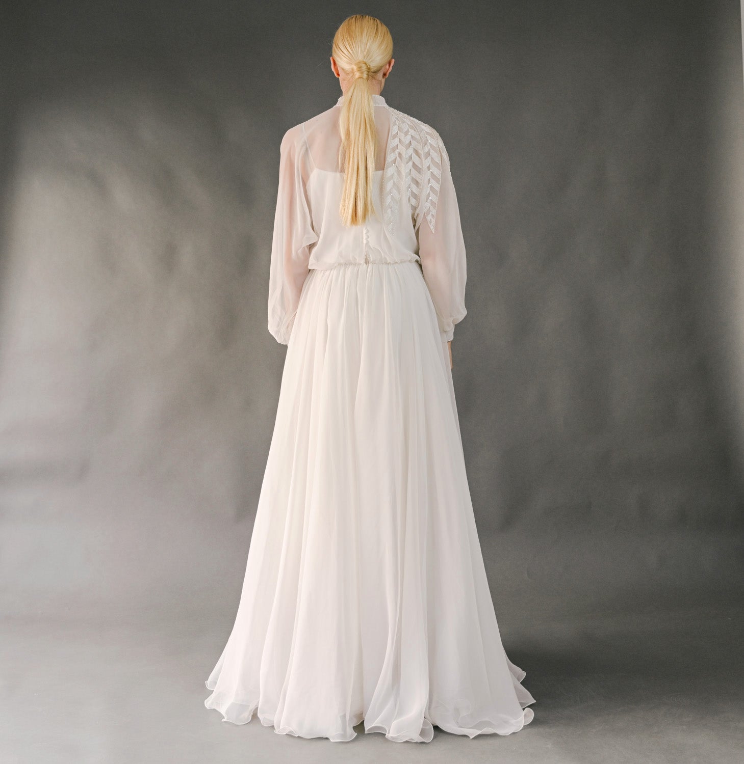 VIN-WED-23591 Vintage νυφικό φόρεμα λευκό Μ-L