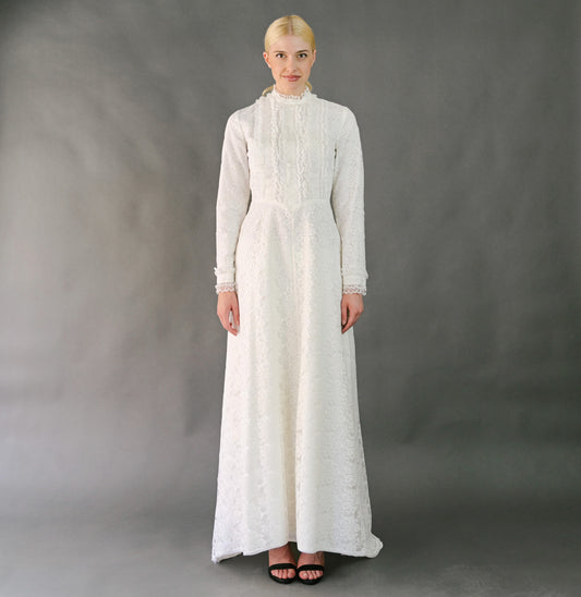 VIN-WED-23604 Vintage νυφικό φόρεμα λευκό S