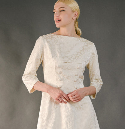 VIN-WED-23581 Vintage νυφικό φόρεμα κρεμ Μ