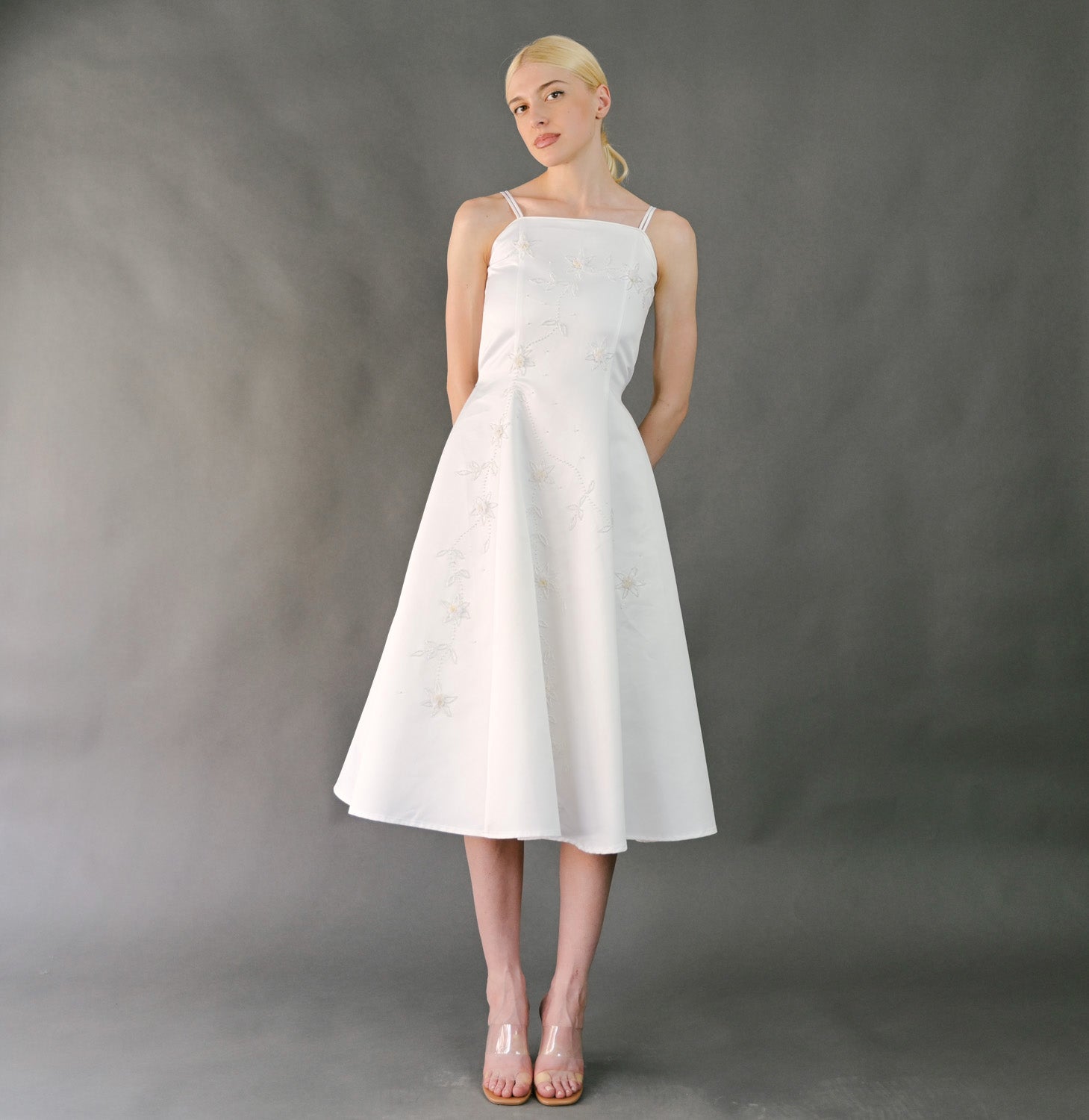 VIN-WED-23601 Vintage νυφικό φόρεμα λευκό S-M