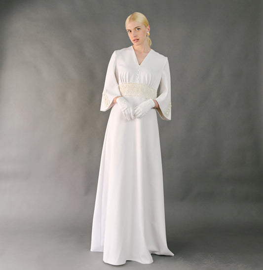 VIN-WED-23599 Vintage νυφικό φόρεμα λευκό M-LVIN-WED-23599 Vintage νυφικό φόρεμα λευκό M-L