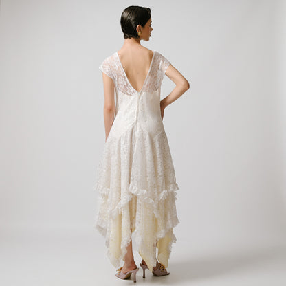 VIN-WED-23306 Vintage νυφικό φόρεμα κρεμ