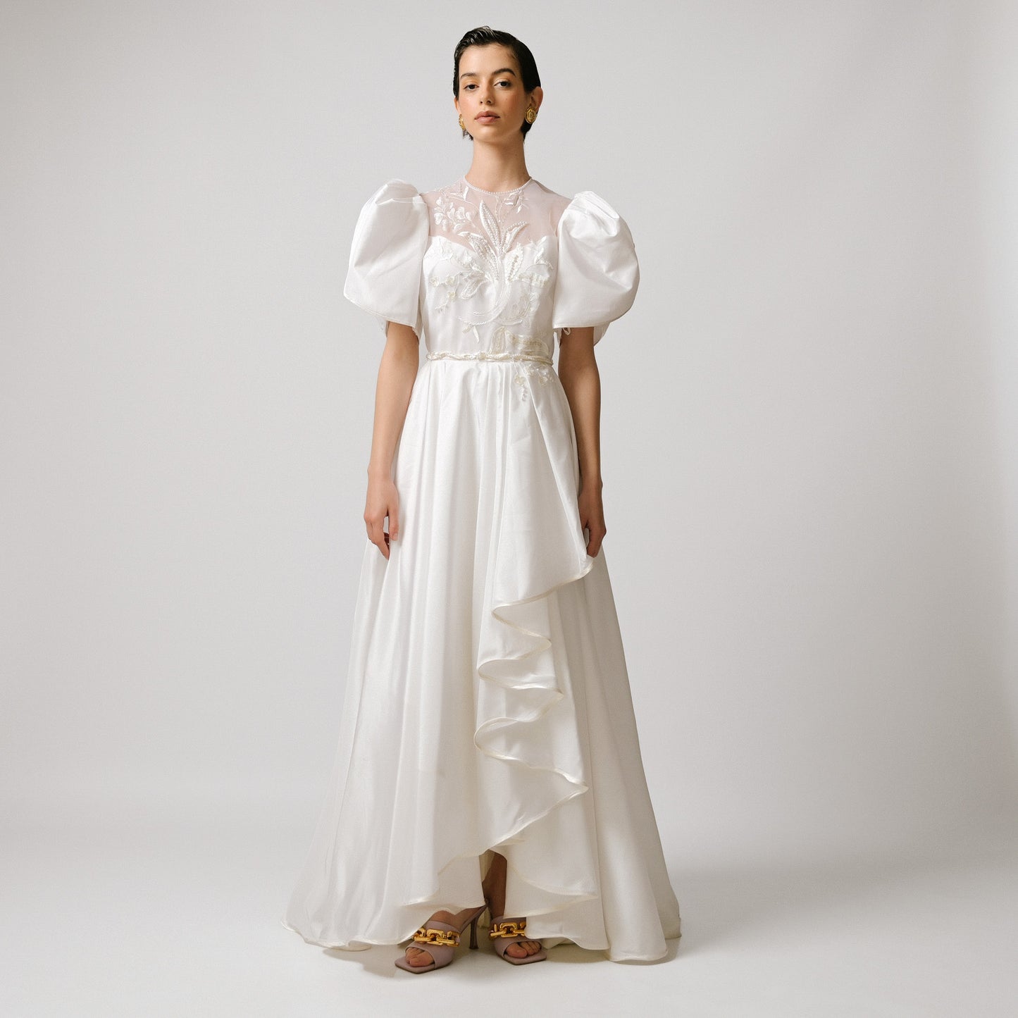 VIN-WED-20175 Vintage νυφικό φόρεμα λευκό S