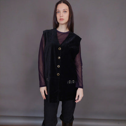 VIN-OUTW-32911 Vintage γιλέκο βελουτέ boho style XL