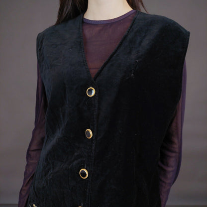 VIN-OUTW-32911 Vintage γιλέκο βελουτέ boho style XL