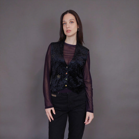 VIN-OUTW-32912 Vintage γιλέκο βελουτέ boho style M