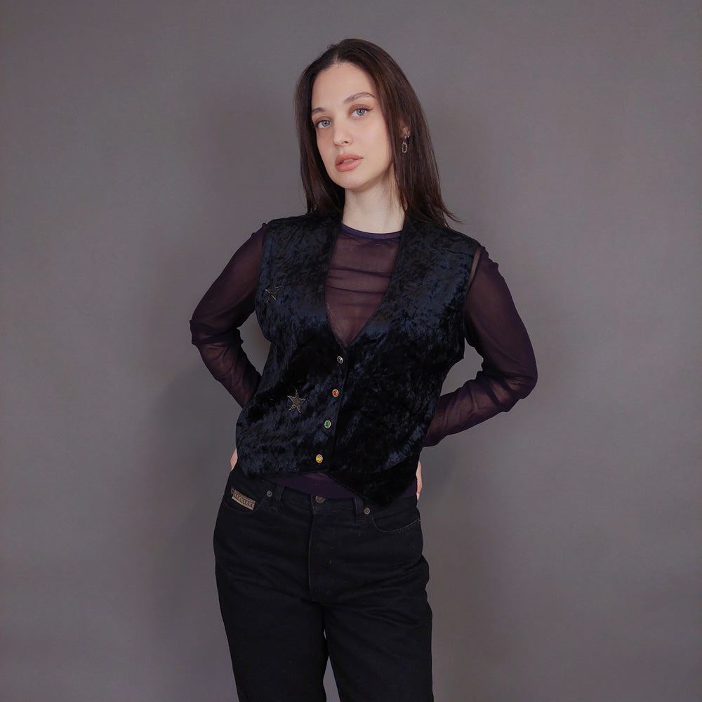 VIN-OUTW-32912 Vintage γιλέκο βελουτέ boho style M