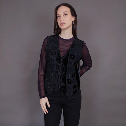 VIN-OUTW-32913 Vintage γιλέκο βελουτέ boho style M