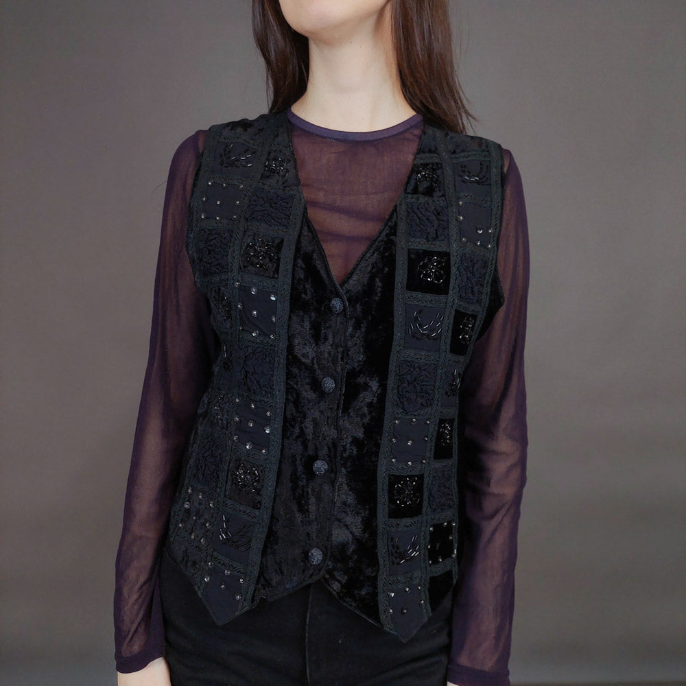 VIN-OUTW-32913 Vintage γιλέκο βελουτέ boho style M