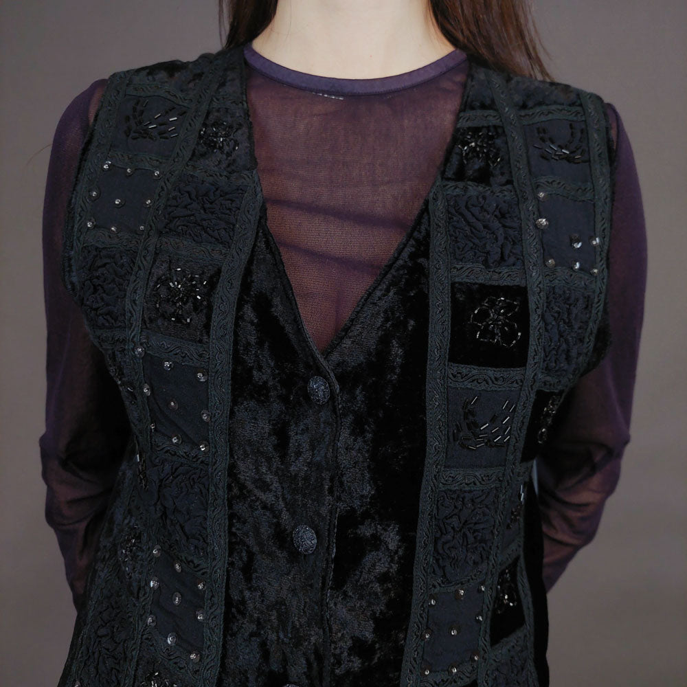 VIN-OUTW-32913 Vintage γιλέκο βελουτέ boho style M