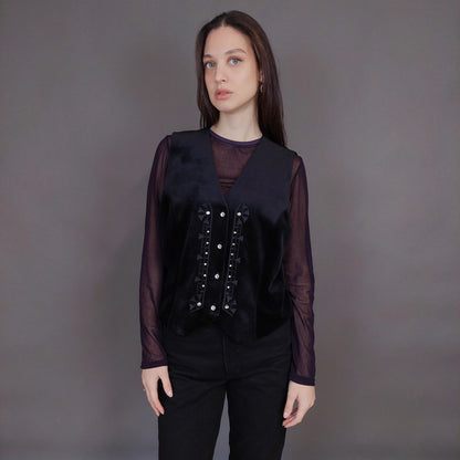 VIN-OUTW-32914  Vintage γιλέκο βελουτέ boho style M