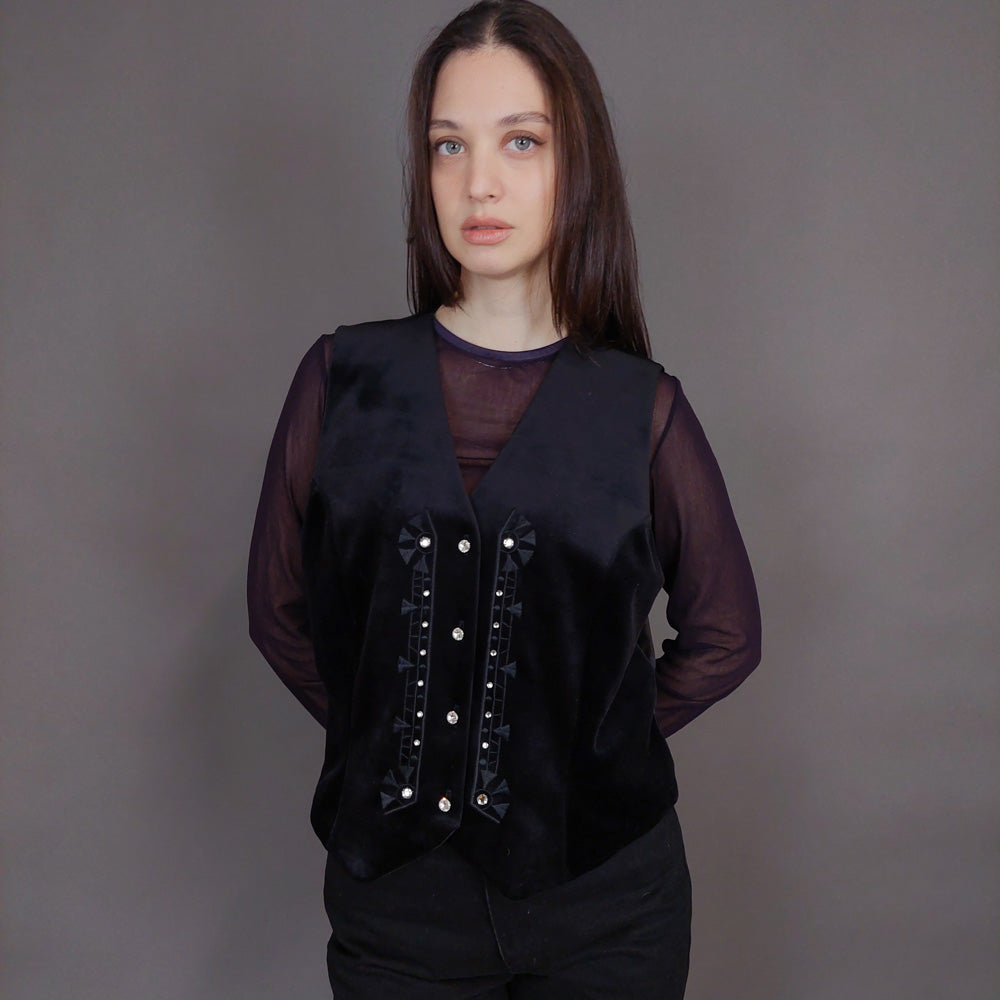 VIN-OUTW-32914  Vintage γιλέκο βελουτέ boho style M