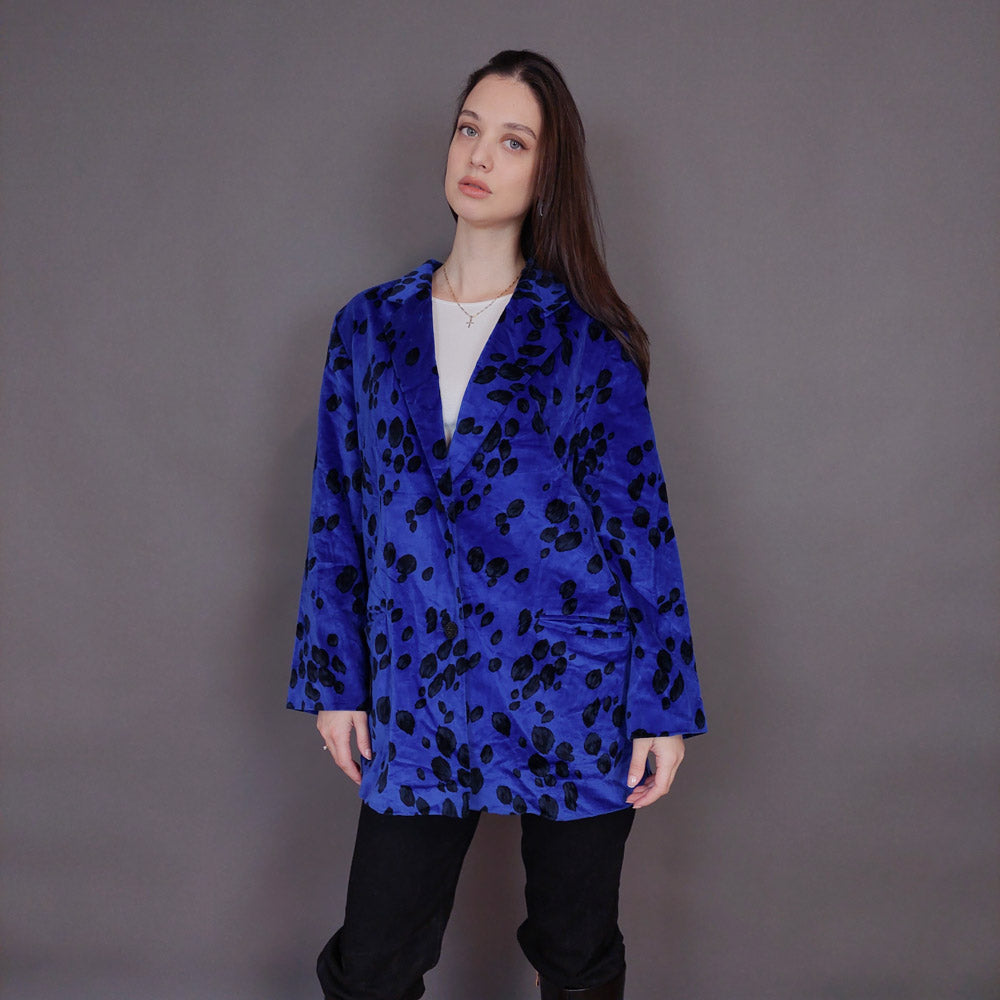 VIN-OUTW-32897 Vintage σακάκι βελουτέ ηλεκτρίκ Μ-L