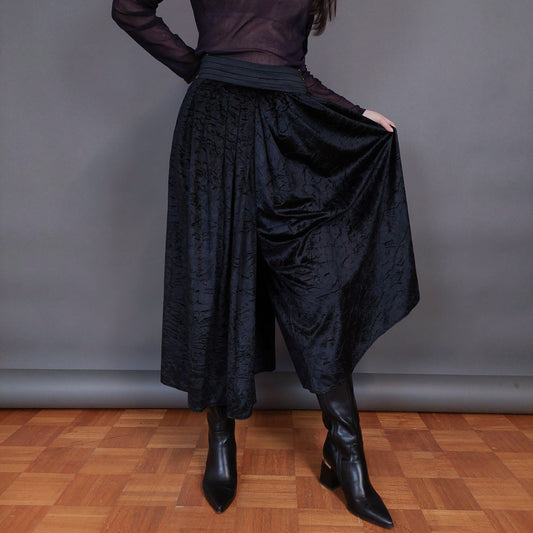 VIN-SKI-32933 Vintage παντελονόφουστα με πιέτες μαύρη XL