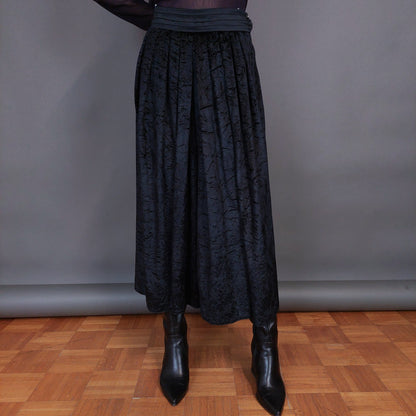 VIN-SKI-32933 Vintage βελουτέ παντελονόφουστα με πιέτες μαύρη XL