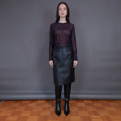 VIN-SKI-32932 Vintage δερμάτινη φούστα μαύρη S-M