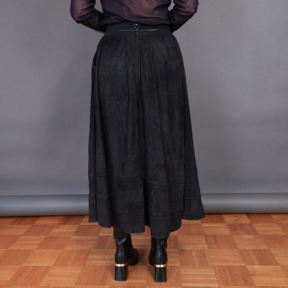 VIN-SKI-32928 Vintage δερμάτινη σουέντ φούστα μαύρη L-XL