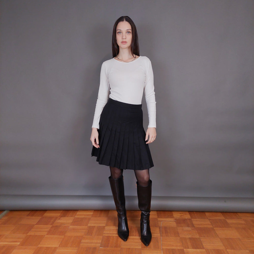 VIN-SKI-32967 Vintage φούστα πλισέ μαύρη S