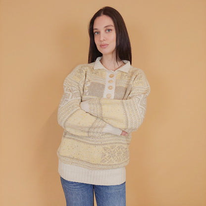 VIN-KNIT-29867 Vintage μπλούζα μάλλινη M-L