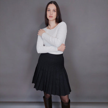 VIN-SKI-32967 Vintage φούστα πλισέ μαύρη S