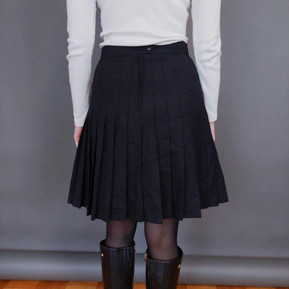 VIN-SKI-32967 Vintage φούστα πλισέ μαύρη S