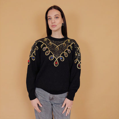 VIN-KNIT-29862 Vintage μπλούζα πλεκτή 80's M-L