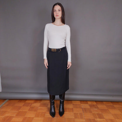 VIN-SKI-32966 Vintage φούστα μαύρη με ζώνη M