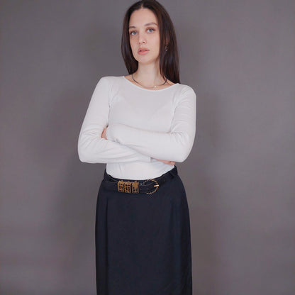 VIN-SKI-32966 Vintage φούστα μαύρη με ζώνη M