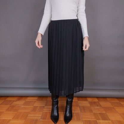 VIN-SKI-32965 Vintage φούστα πλισέ μαύρη L