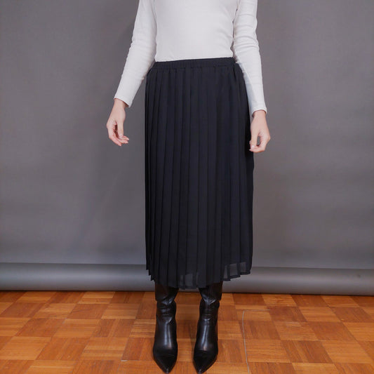 VIN-SKI-32965 Vintage φούστα πλισέ μαύρη L