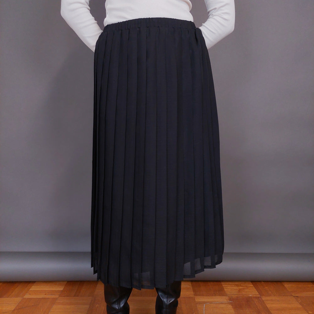 VIN-SKI-32965 Vintage φούστα πλισέ μαύρη L
