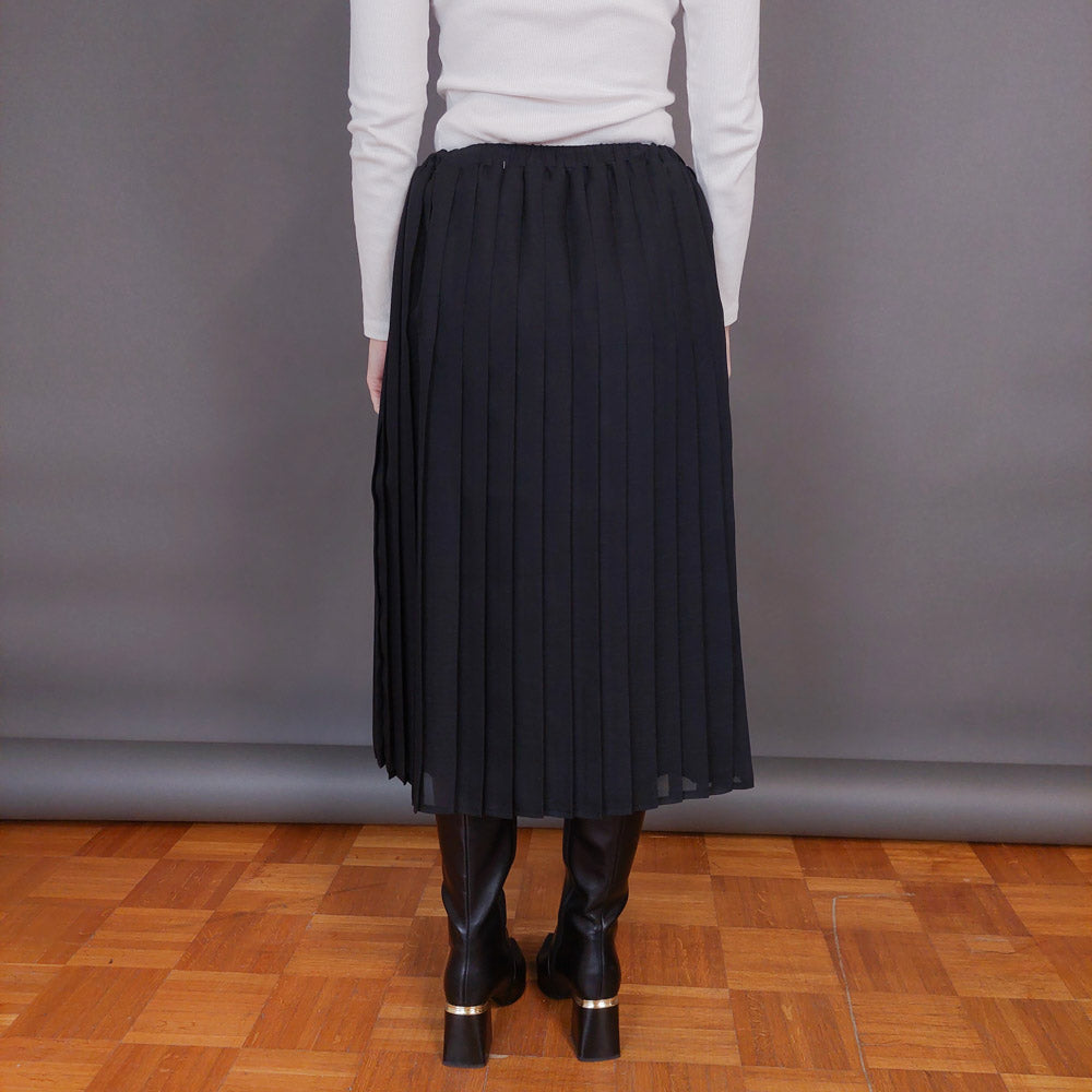 VIN-SKI-32965 Vintage φούστα πλισέ μαύρη L