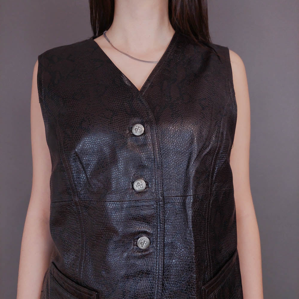 VIN-OUTW-32961 Vintage γιλέκο γυναικείο δερμάτινο Μ
