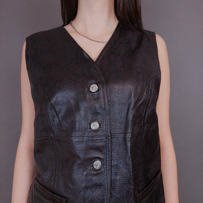 VIN-OUTW-32961 Vintage γιλέκο γυναικείο δερμάτινο Μ
