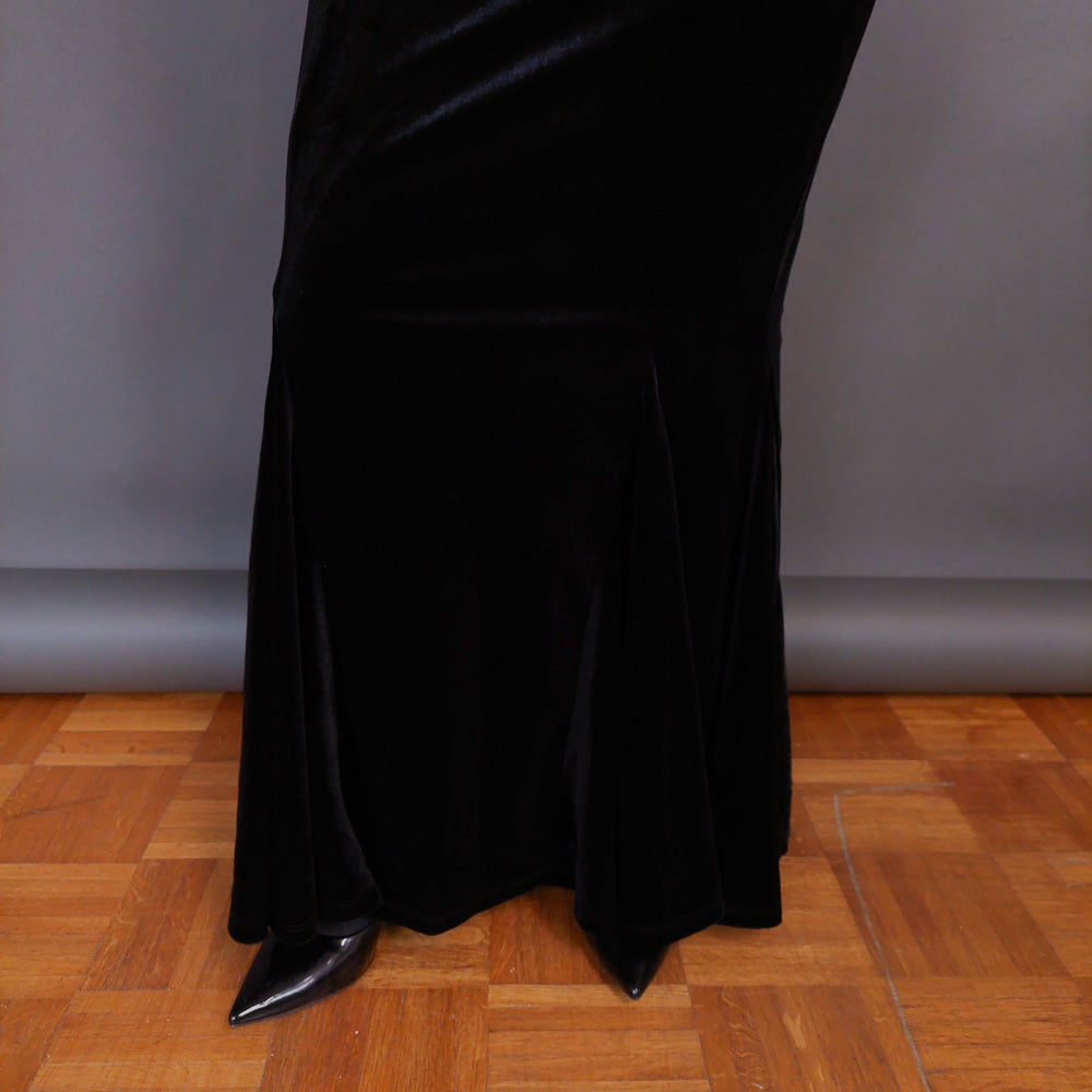 VIN-DR-32959 Vintage φόρεμα μάξι βελουτέ μαύρο S-M