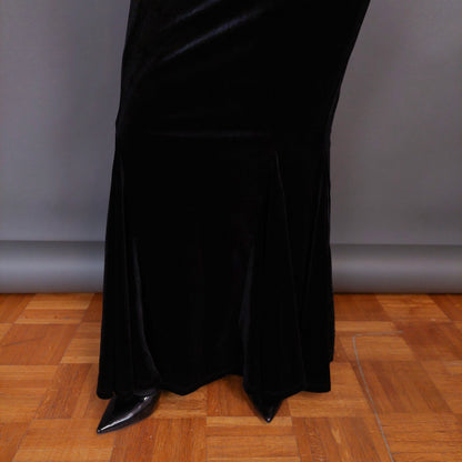 VIN-DR-32959 Vintage φόρεμα μάξι βελουτέ μαύρο S-M