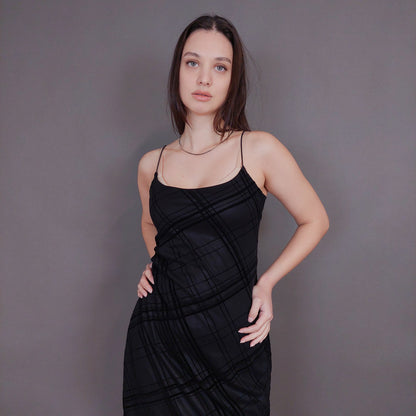 VIN-DR-32957 Vintage φόρεμα μαύρο με βελουτέ λεπτομέρειες S