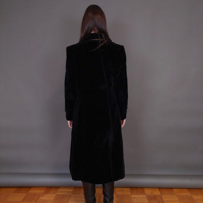 VIN-OUTW-32899 Vintage παλτό βελουτέ μαύρο S