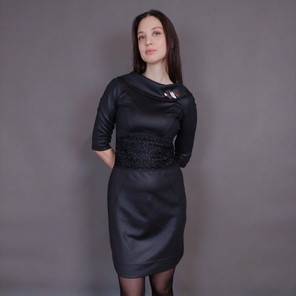 VIN-DR-32952 Vintage φόρεμα μαύρο επίσημο S