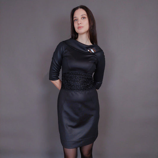 VIN-DR-32952 Vintage φόρεμα μαύρο επίσημο S