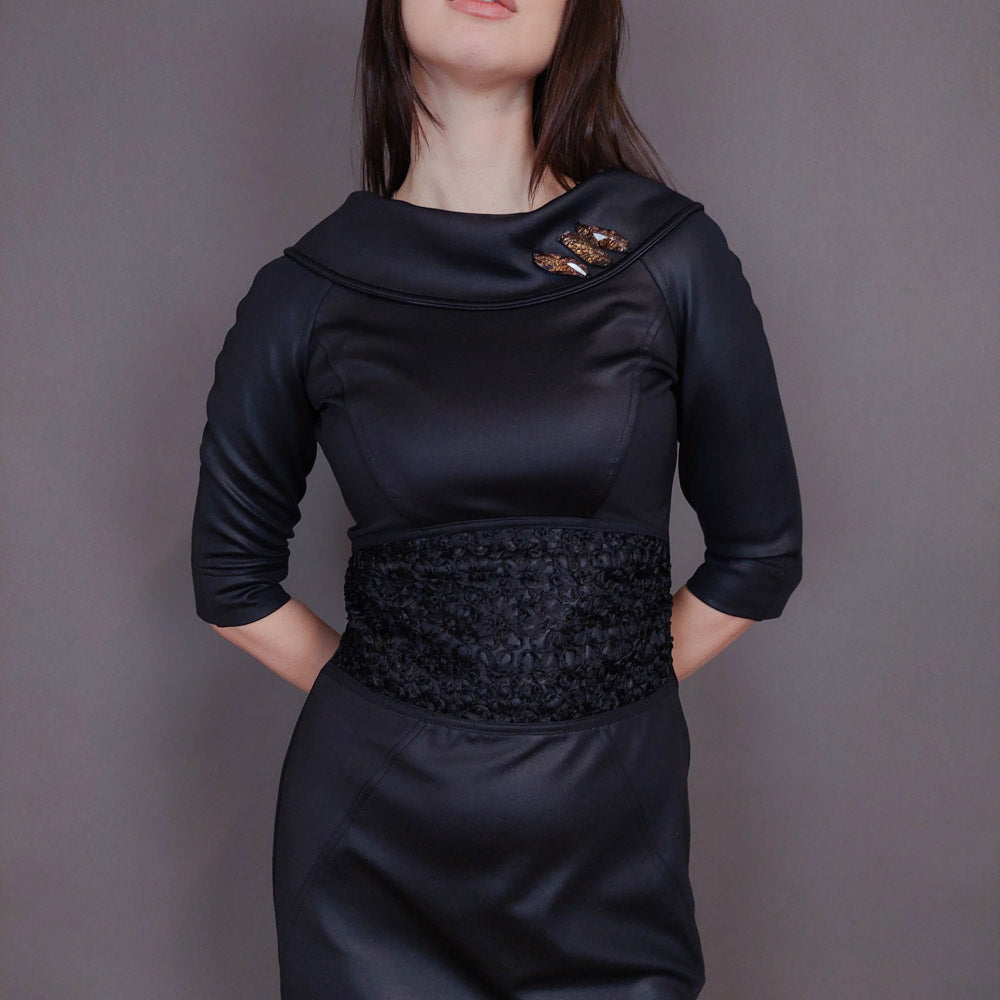 VIN-DR-32952 Vintage φόρεμα μαύρο επίσημο S