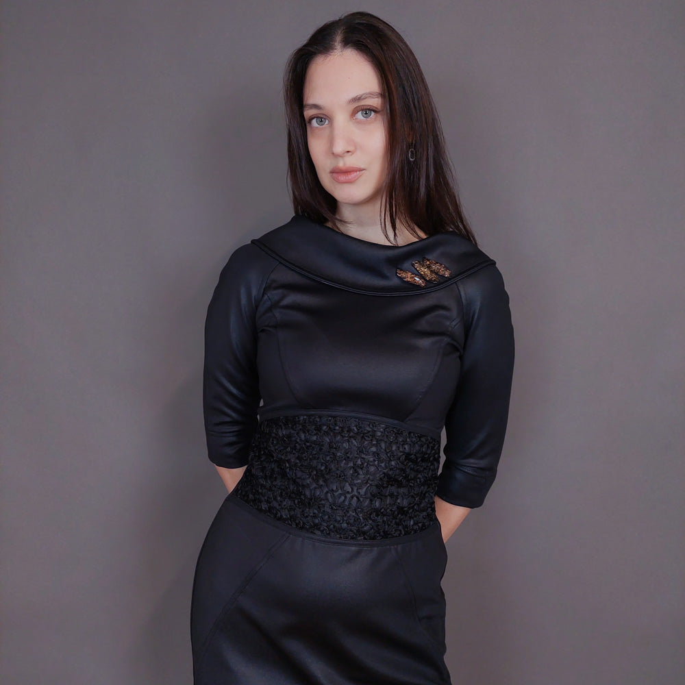 VIN-DR-32952 Vintage φόρεμα μαύρο επίσημο S