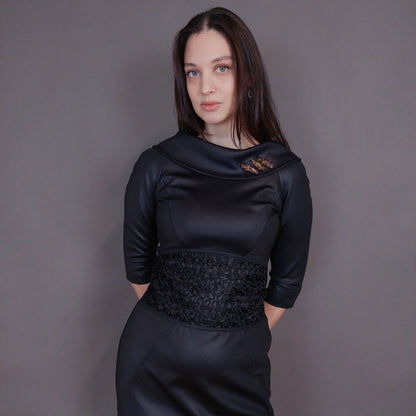 VIN-DR-32952 Vintage φόρεμα μαύρο επίσημο S