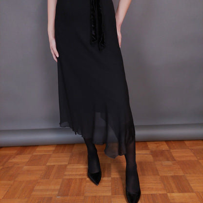 VIN-DR-32949 Vintage φόρεμα μαύρο με βελουτέ λεπτομέρεια S-M