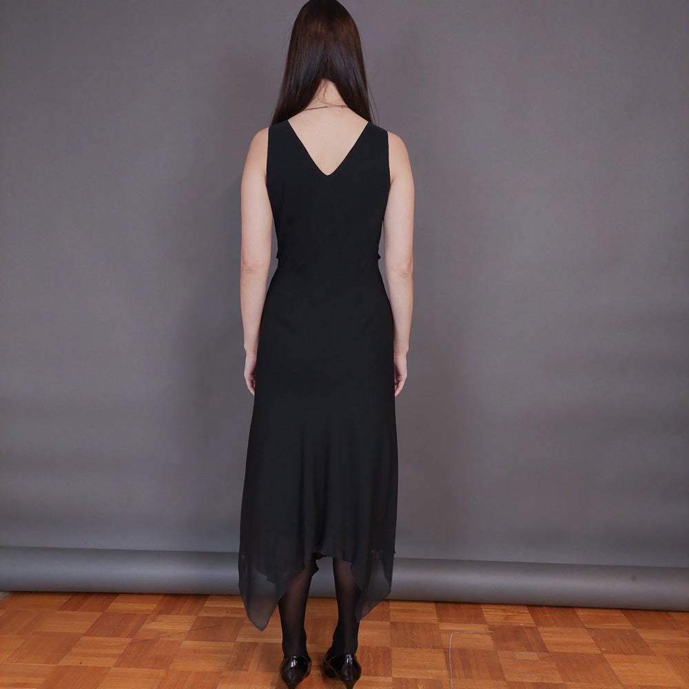 VIN-DR-32949 Vintage φόρεμα μαύρο με βελουτέ λεπτομέρεια S-M