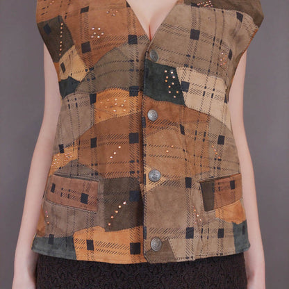 VIN-OUTW-32947 Vintage γιλέκο γυναικείο δερμάτινο σουέντ Μ