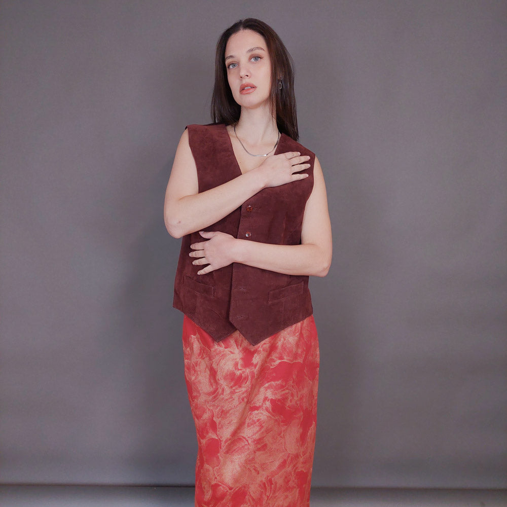 VIN-OUTW-32946 Vintage γιλέκο γυναικείο δερμάτινο σουέντ L