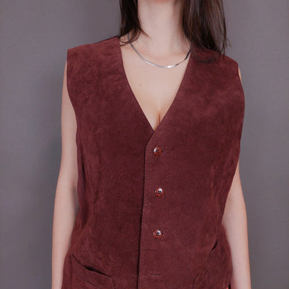 VIN-OUTW-32946 Vintage γιλέκο γυναικείο δερμάτινο σουέντ L
