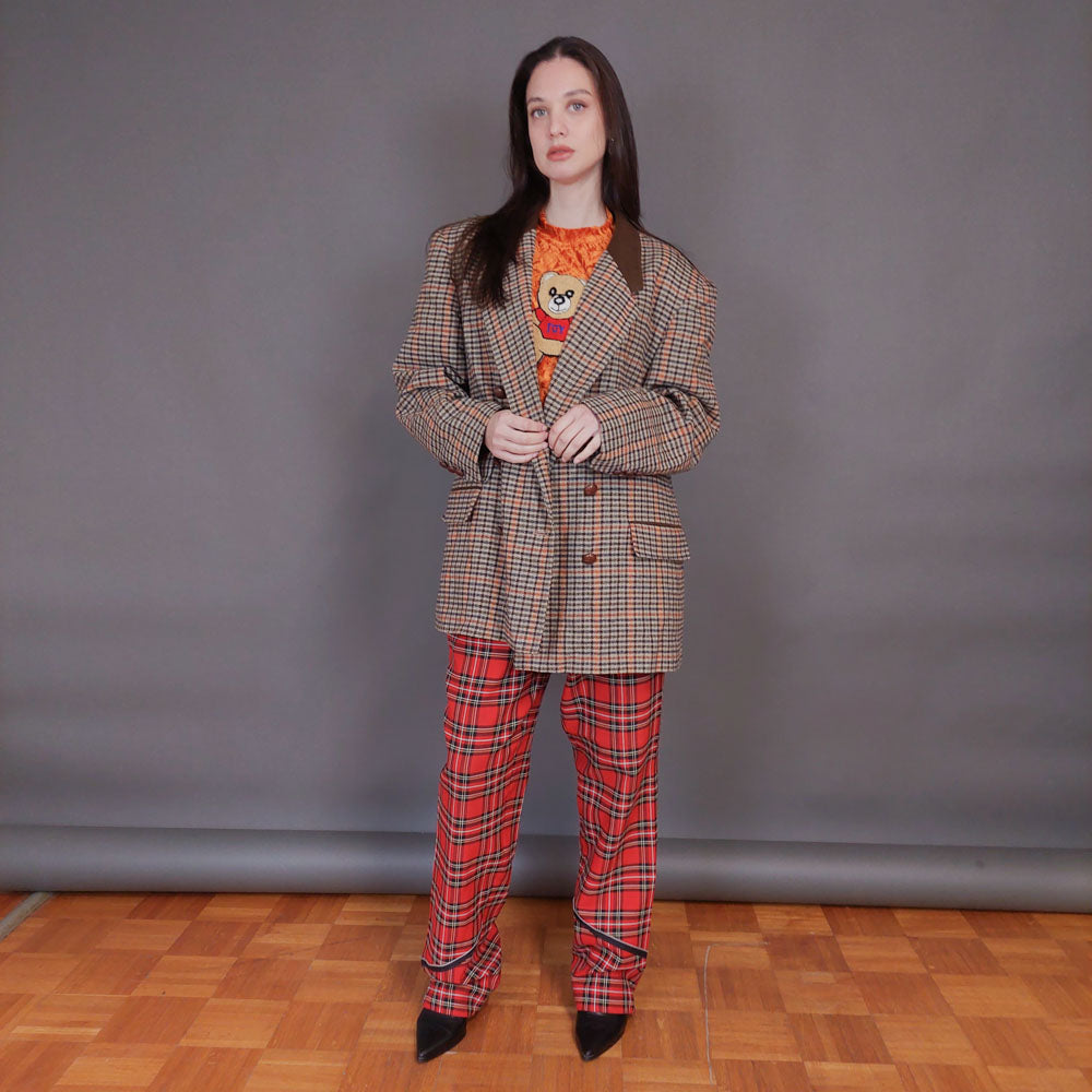 VIN-OUTW-32942 Vintage σακάκι μάλλινο pied de poule L-XL