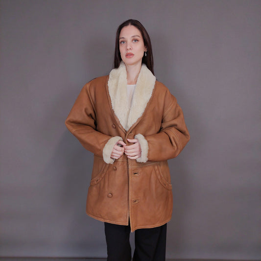 VIN-OUTW-32937 Vintage δερμάτινο jacket με γούνα L